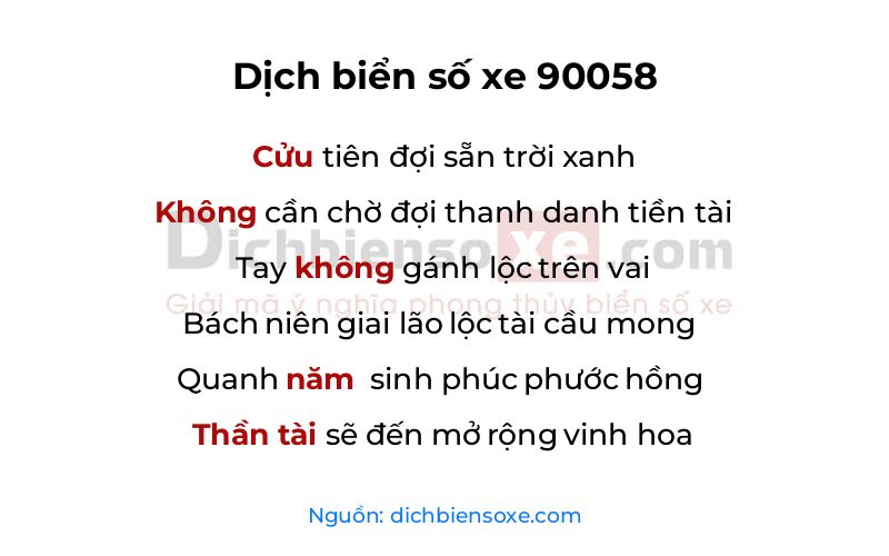 Dịch thơ biển số 90058