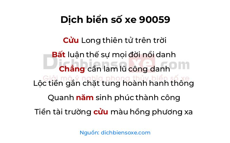 Dịch thơ biển số 90059