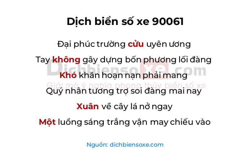 Dịch thơ biển số 90061