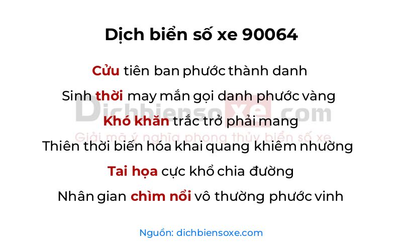Dịch thơ biển số 90064