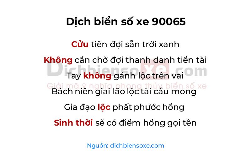 Dịch thơ biển số 90065