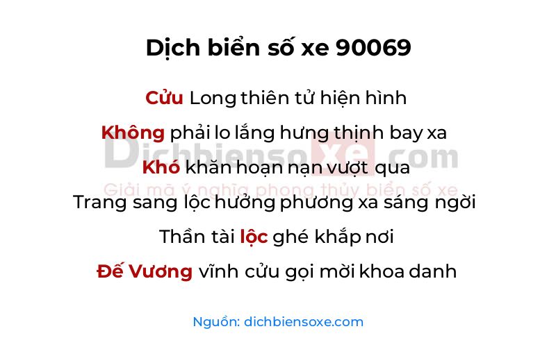 Dịch thơ biển số 90069