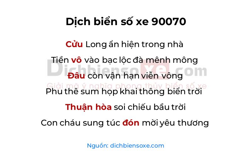Dịch thơ biển số 90070