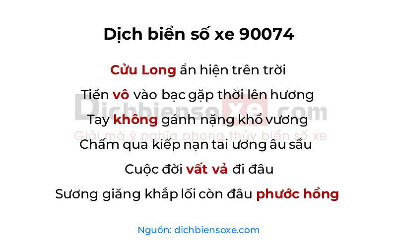 Dịch thơ biển số 90074