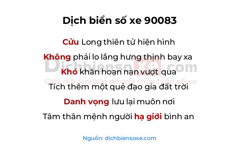 Dịch thơ biển số 90083