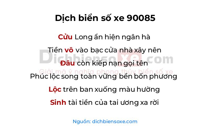 Dịch thơ biển số 90085