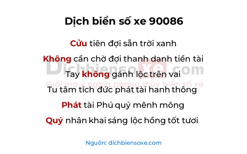 Dịch thơ biển số 90086