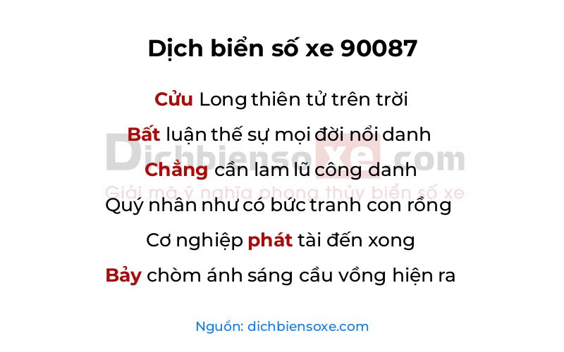 Dịch thơ biển số 90087