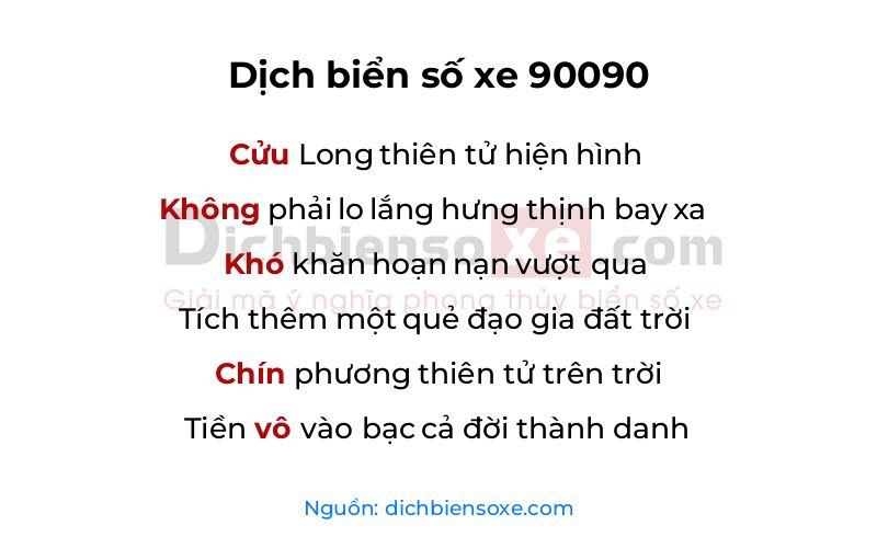 Dịch thơ biển số 90090