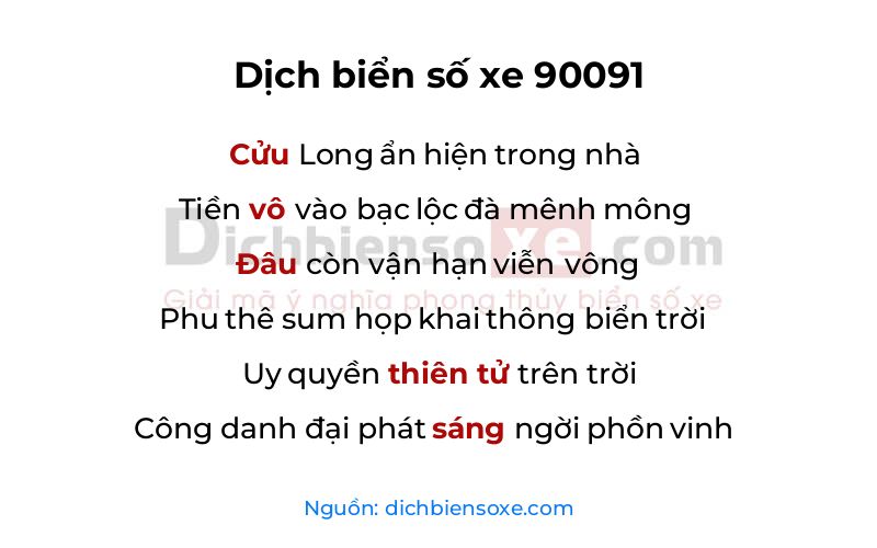 Dịch thơ biển số 90091