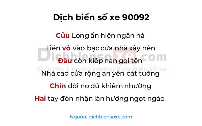 Dịch thơ biển số 90092