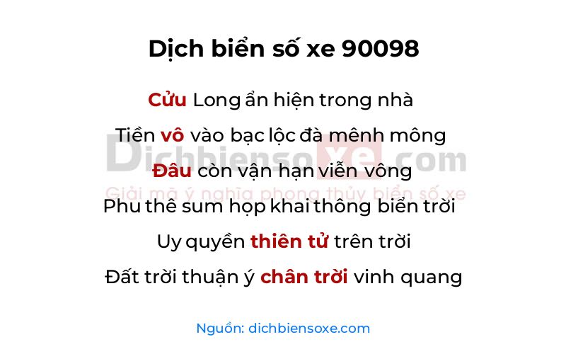 Dịch thơ biển số 90098