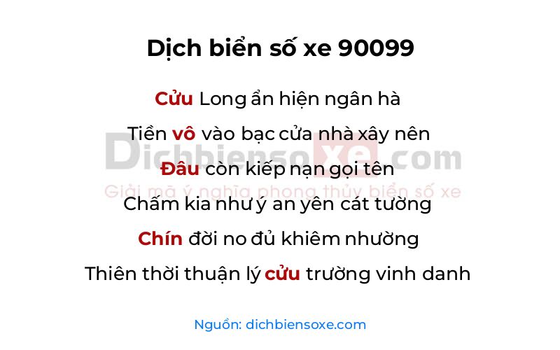 Dịch thơ biển số 90099