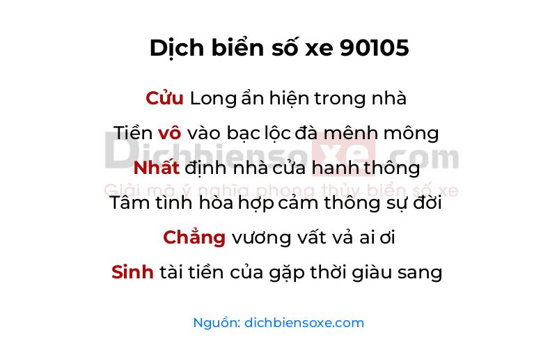 Dịch thơ biển số 90105