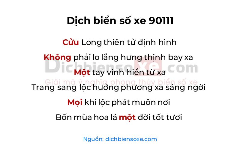 Dịch thơ biển số 90111