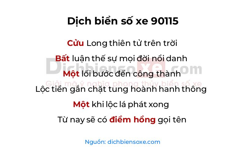 Dịch thơ biển số 90115
