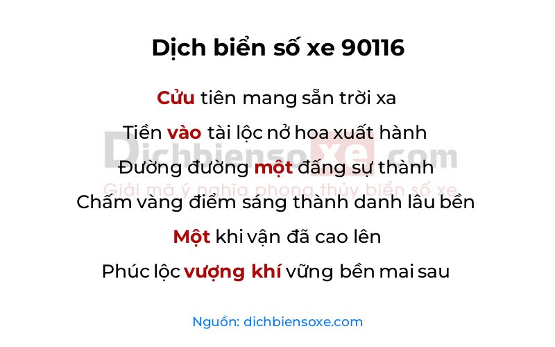 Dịch thơ biển số 90116