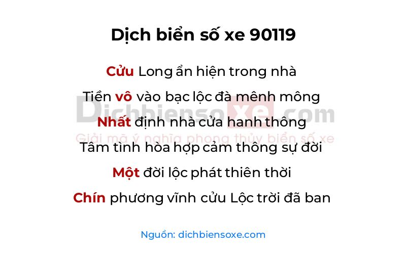 Dịch thơ biển số 90119