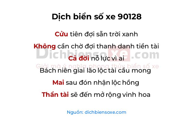 Dịch thơ biển số 90128