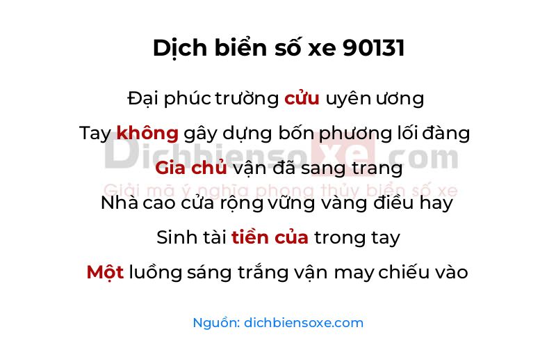 Dịch thơ biển số 90131
