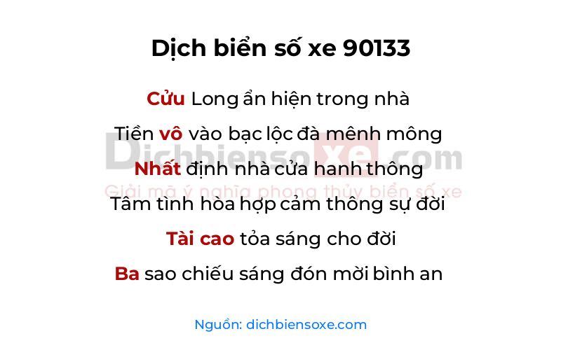 Dịch thơ biển số 90133