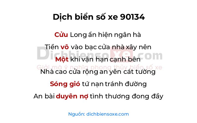 Dịch thơ biển số 90134