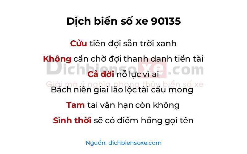 Dịch thơ biển số 90135
