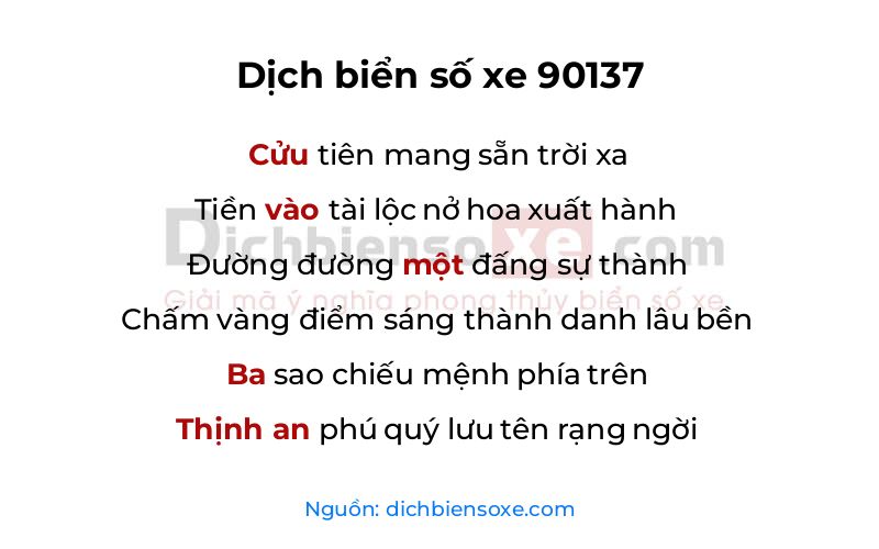 Dịch thơ biển số 90137