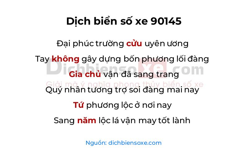 Dịch thơ biển số 90145