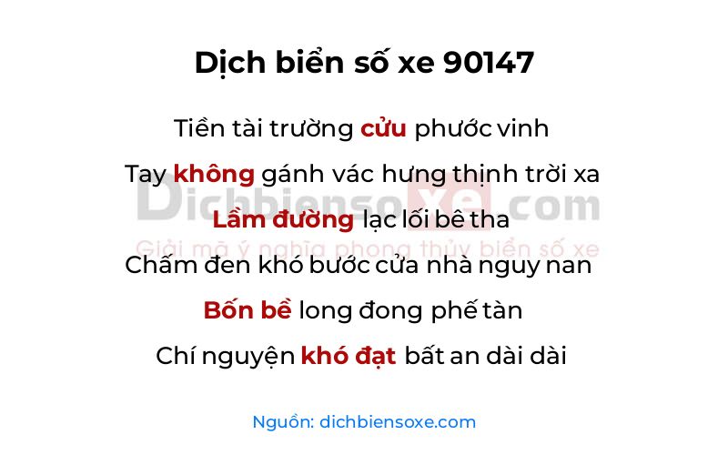 Dịch thơ biển số 90147