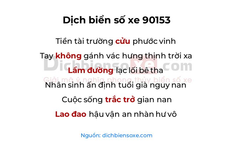 Dịch thơ biển số 90153