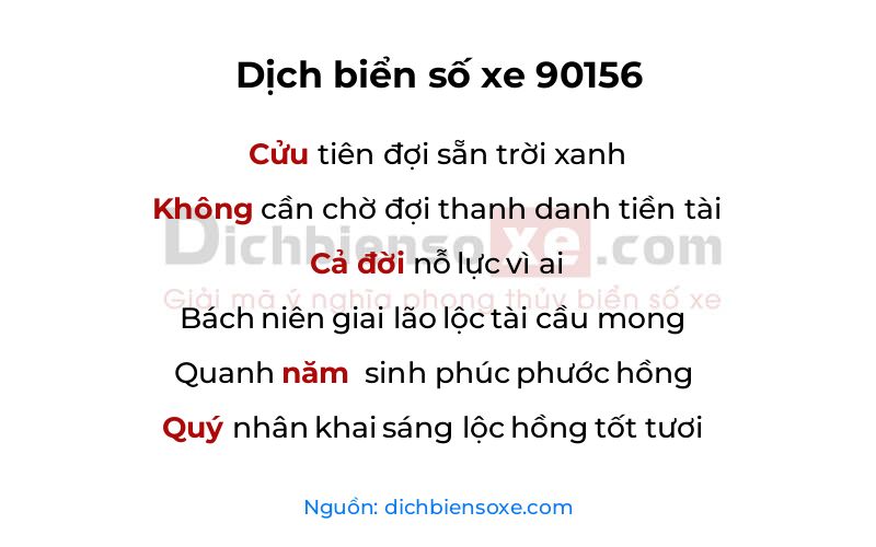 Dịch thơ biển số 90156