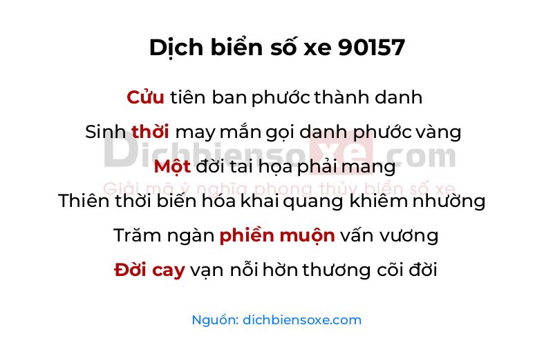 Dịch thơ biển số 90157