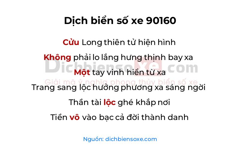Dịch thơ biển số 90160