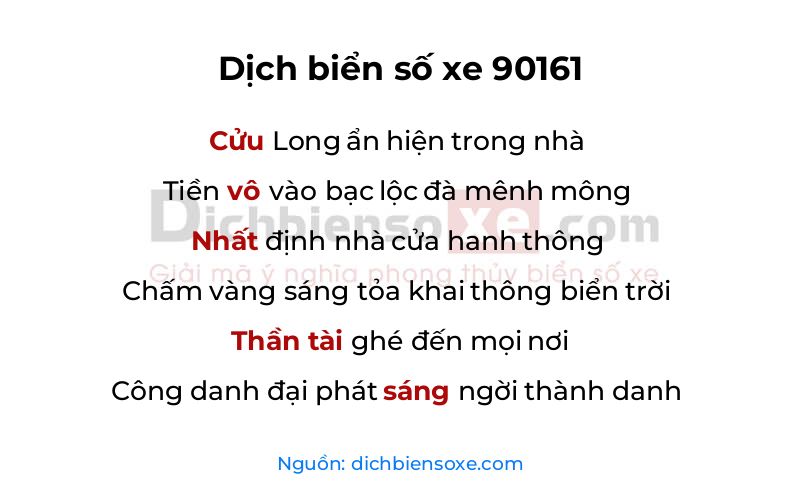 Dịch thơ biển số 90161