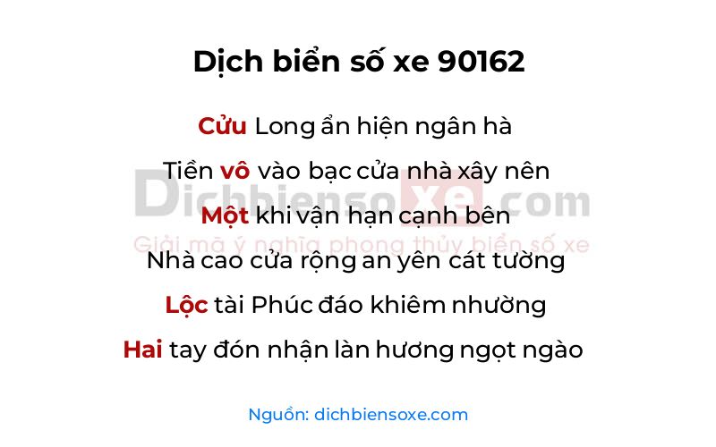 Dịch thơ biển số 90162