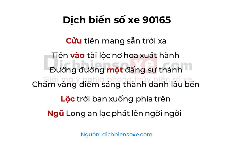 Dịch thơ biển số 90165