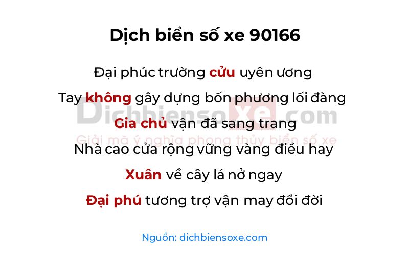 Dịch thơ biển số 90166