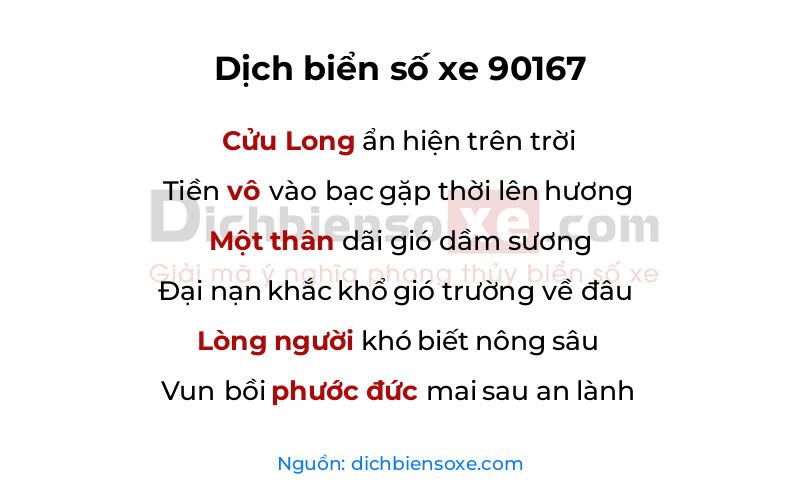 Dịch thơ biển số 90167