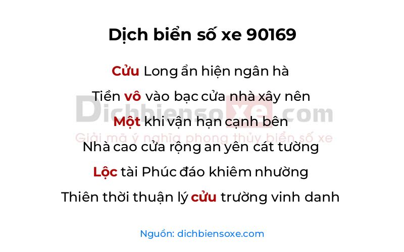 Dịch thơ biển số 90169