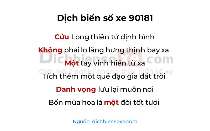 Dịch thơ biển số 90181