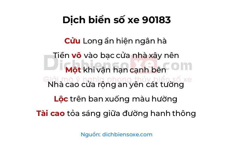 Dịch thơ biển số 90183