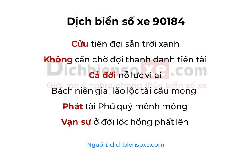 Dịch thơ biển số 90184