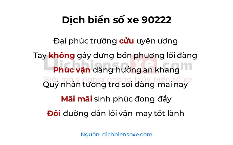 Dịch thơ biển số 90222