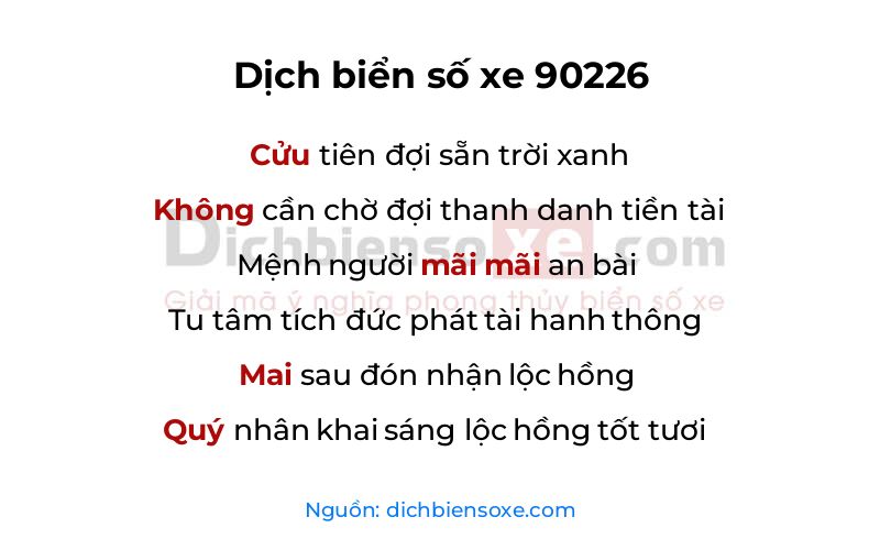 Dịch thơ biển số 90226