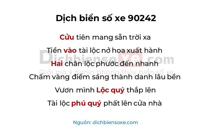 Dịch thơ biển số 90242