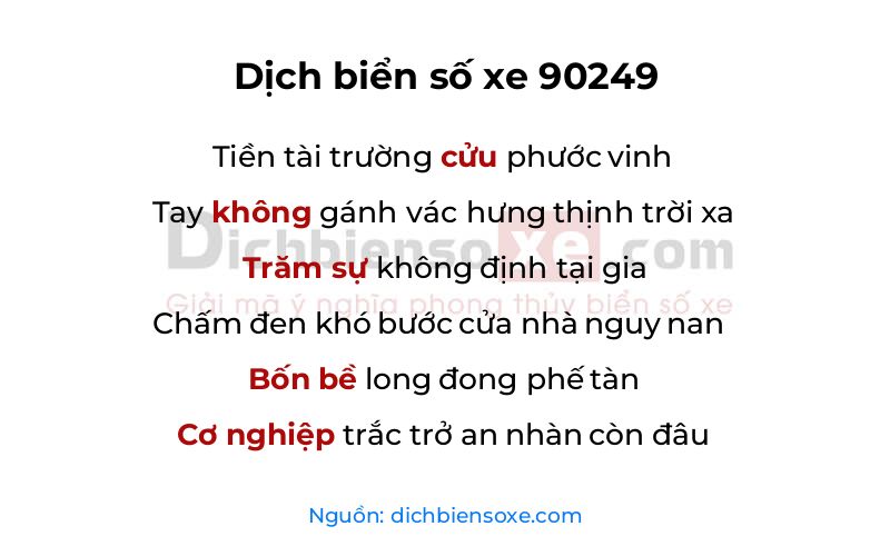 Dịch thơ biển số 90249