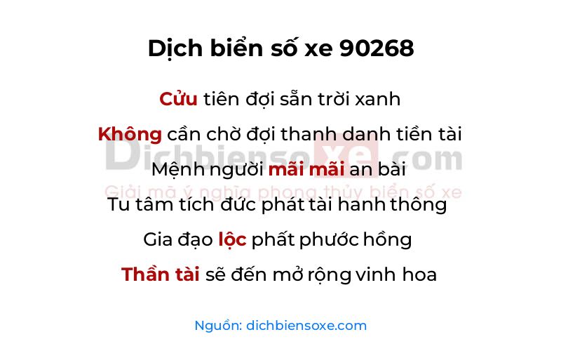 Dịch thơ biển số 90268