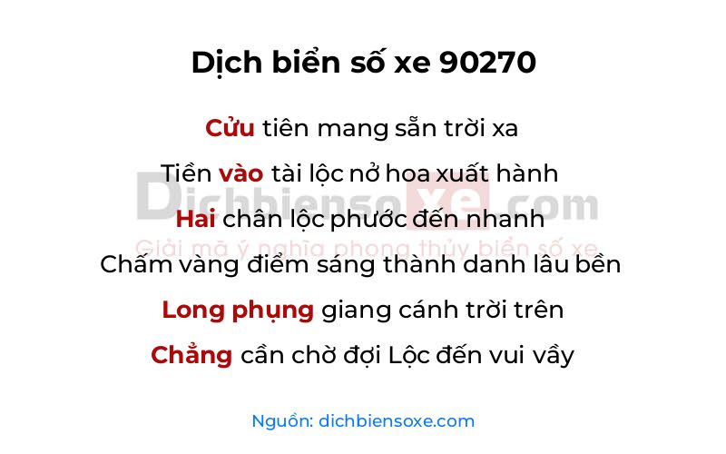 Dịch thơ biển số 90270