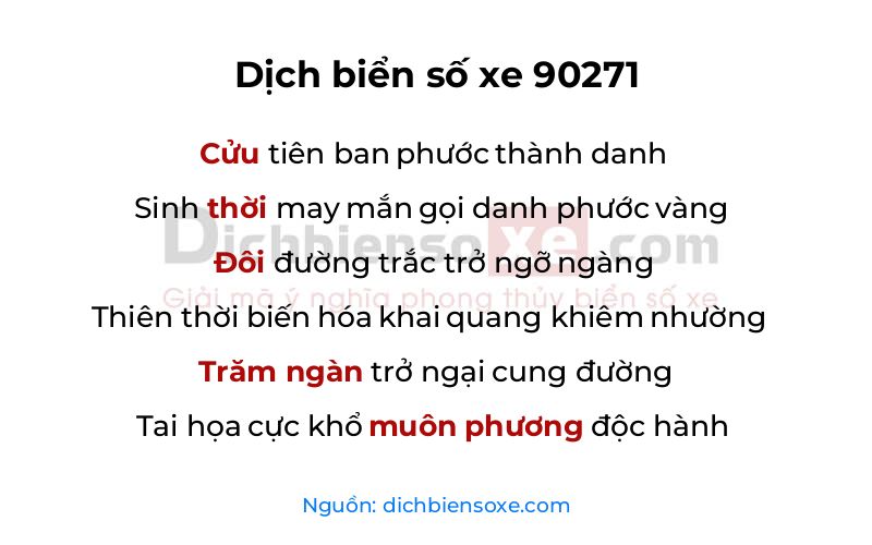 Dịch thơ biển số 90271